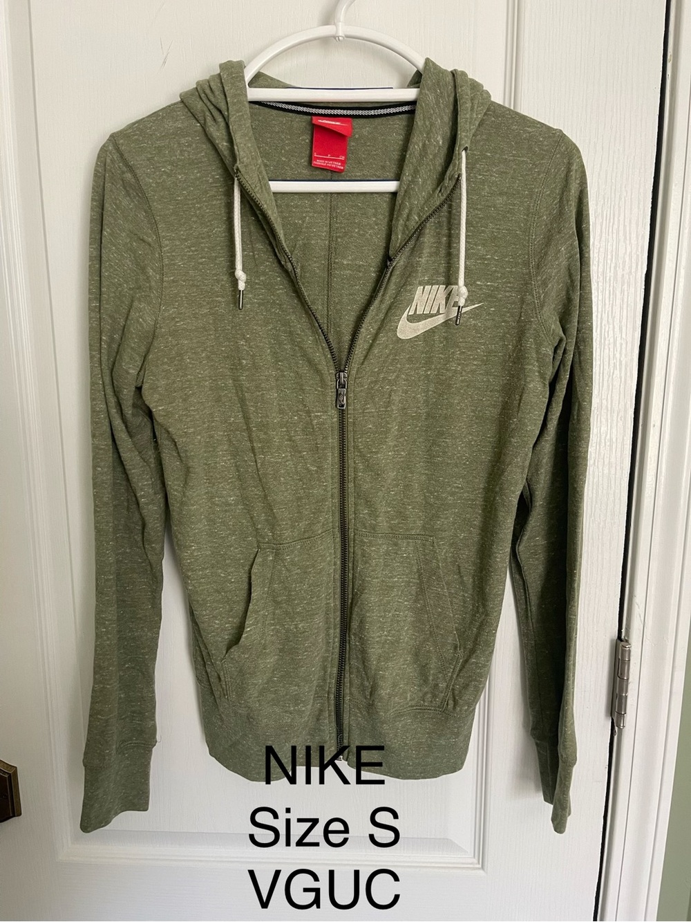 Nike Olive & White Full-Zip Hoodie
